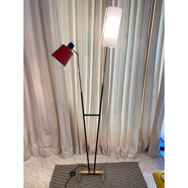 Plastic Early Stilnovo Double-Cone Floor Lamp (Original Label) For Sale - Image 7 of 17