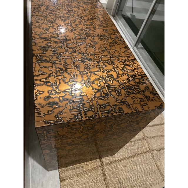 Modern 1970’s Brutalist Custom Made Copper Parsons Console Table For Sale - Image 3 of 10