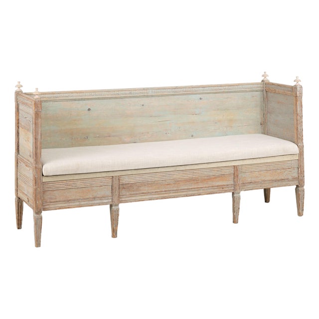 Early 19th Century Swedish Original Painted Gustavian Narrow Bench For Sale