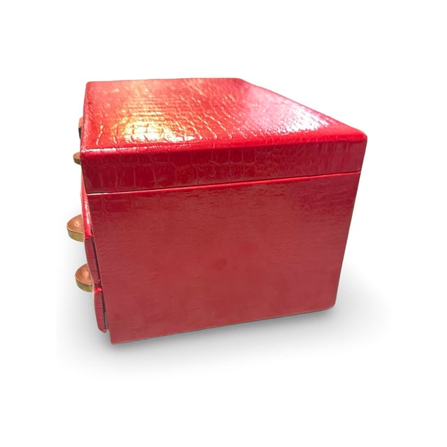 Traditional Red Buxton Vintage Crocodile Print Jewelry Box For Sale - Image 3 of 5