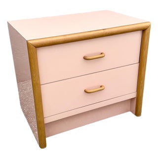 Postmodern Pink Gloss Laminate and Oak Nightstand For Sale