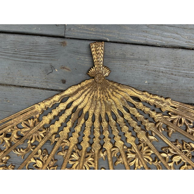Mid-Century Modern 1960s Large Burwood Products Inc Chinese Peacock and Florals Wall Fan MCM Decor For Sale - Image 3 of 8