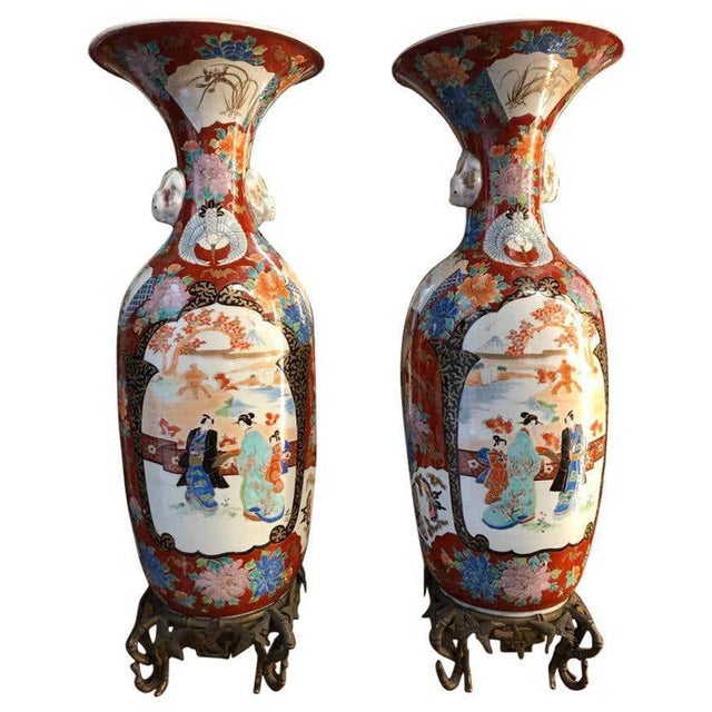 19th Century Japanese Meiji Imari Porcelain Vases, Set of 2 For Sale - Image 14 of 14