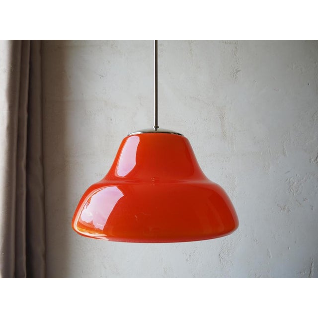 Metal Mid-Century Modern Glass Pendant Light by Stefan Tabery, Czechoslovakia, 1960s For Sale - Image 7 of 10