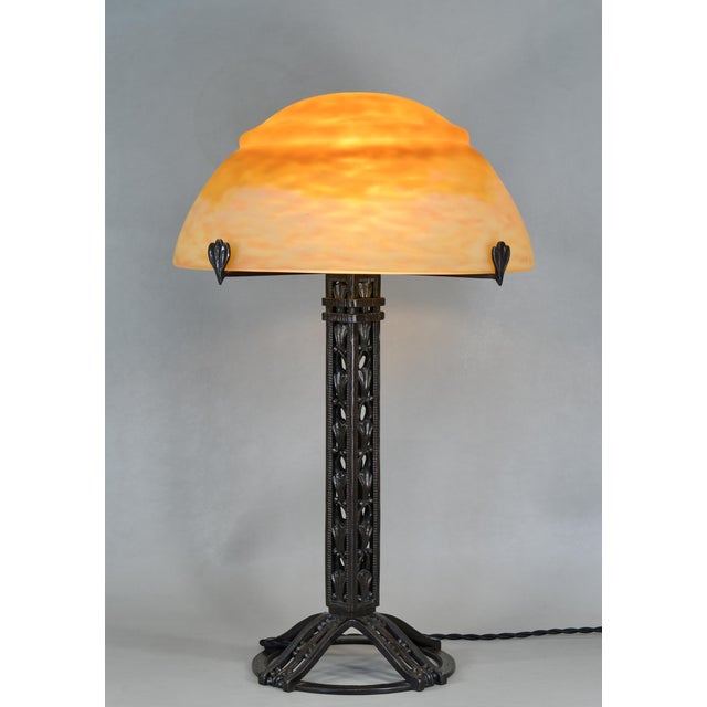 1920s Large French Art Deco Table Lamp by Raymond Subes & Daum 1920s France For Sale - Image 5 of 18