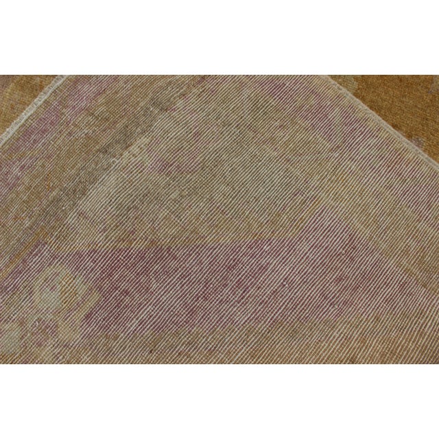 Purple and Gold-Toned Antique Oushak Runner From Turkey With Medallion Design 3'10"x15'3" For Sale - Image 10 of 10