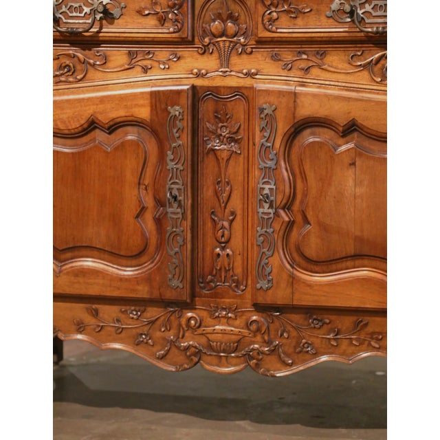 Wood 19th Century French Louis XV Carved Walnut Provincial Buffet From Provence For Sale - Image 7 of 13