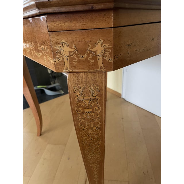 Brown Hollywood Regency Inlaid Gaming Table, Italy, 1960s For Sale - Image 8 of 16