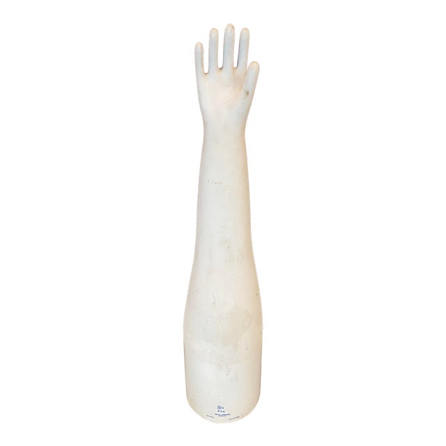Mid 20th Century Exceptionally Tall Industrial Porcelain Glove Mold Form For Sale