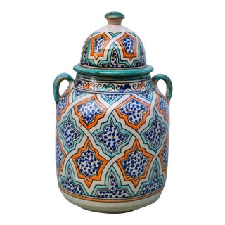 Ceramic Vase W/ Arabesque Design For Sale