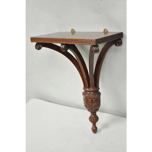 Traditional Late 20th Century Regency Style Mahogany Plume Prince of Wales Carved Wall Mount Bracket Shelf For Sale - Image 3 of 13