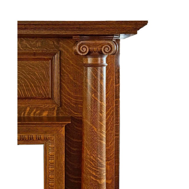 Wood Antique Oak Mantel For Sale - Image 7 of 7