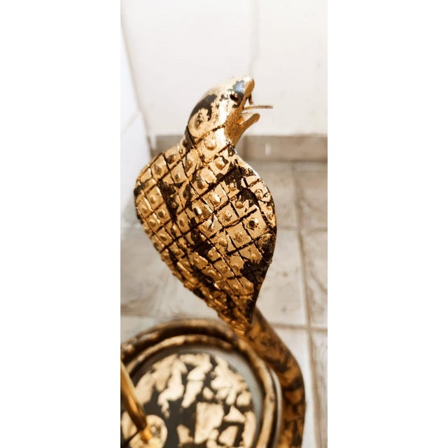 Brown Brass Palm Floor Lamp with Cobra For Sale - Image 8 of 18