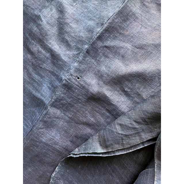 Textile Japanese Two-Piece Indigo Asa Kyogen Festival Costume Meiji Period For Sale - Image 7 of 14