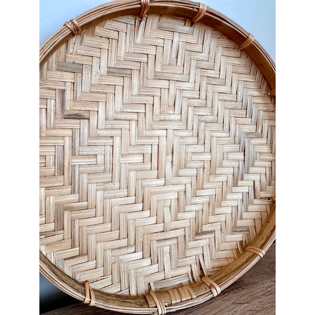 Handwoven Bamboo Round Decorative Trays, Set of 2 For Sale - Image 10 of 18