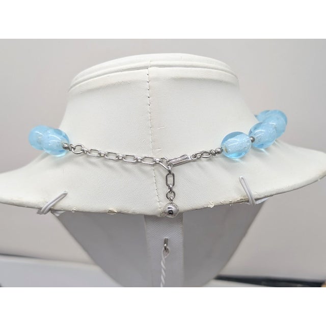 1950s Vintage 1950s Signed Crown Trifari Light Blue Beaded Necklace For Sale - Image 5 of 7