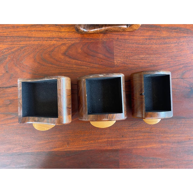 Wood Handcrafted Usa 1980's David Behl Bandsaw 3 Wooden Drawers Jewelry Box For Sale - Image 7 of 9