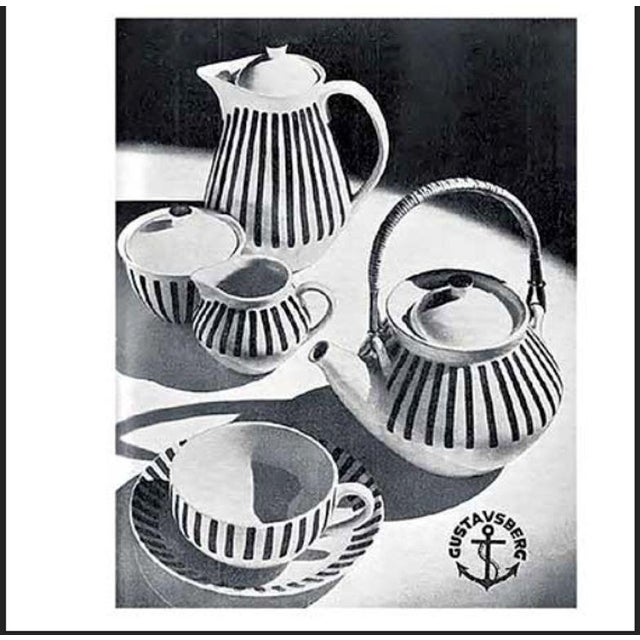 Swedish Ceramic Red Stripe Sugar and Creamer by Karin Björquist for Gustavsberg For Sale - Image 14 of 14