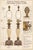 A striking matched pair of neoclassical table lamps, each with a tall cream crackle-finish urn body, sculptural fluting,...