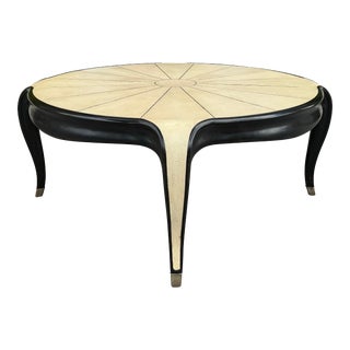 Art Deco Style Shagreen & Ebony Cocktail or Round Coffee Table For Sale