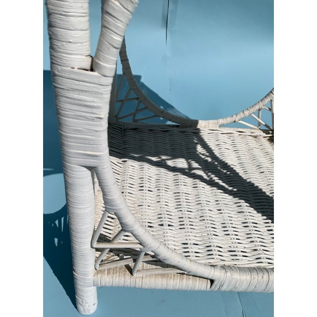 1970s White Wicker Side Table For Sale - Image 9 of 11