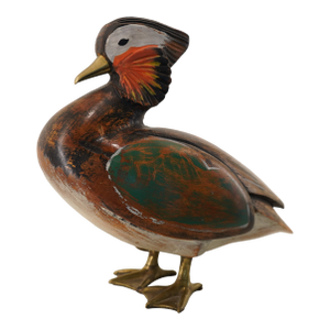1960s Standing Hand-Painted Wooden Bird Decorative Sculpture