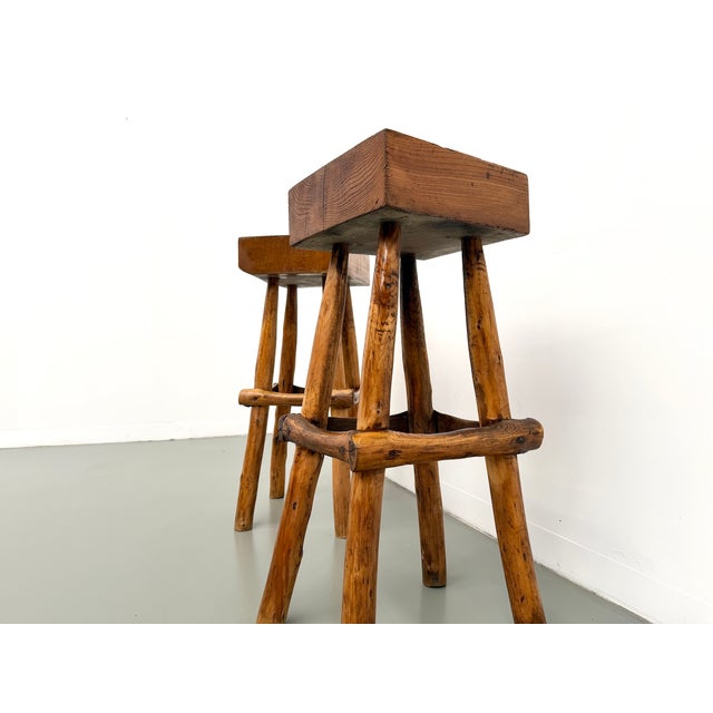 Brutalist Bar Stools, France, 1950s, Set of 2 For Sale - Image 11 of 18