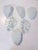 One wall lamp from the 1970s/80s, two-light, E14 sockets. Gold-plated metal, Murano glass (two clear glass leaves, four...