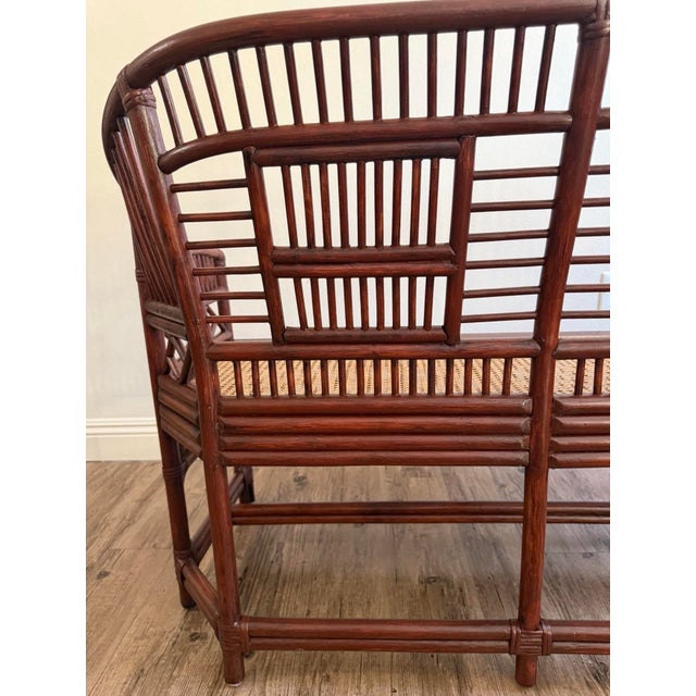 Vintage Brighton Pavilion Style Bamboo Chippendale Cane Settee For Sale In Los Angeles - Image 6 of 9