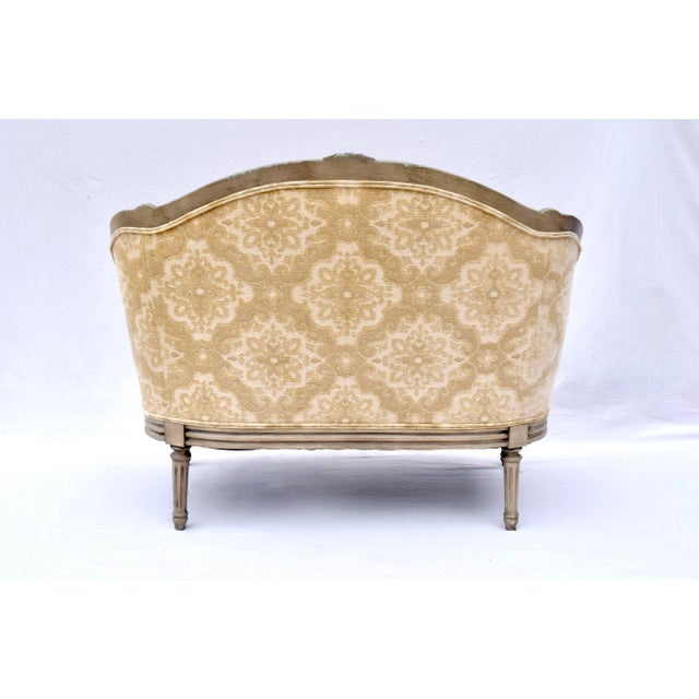 Goldenrod French Louis XvI Style Marquise Loveseat & Ottoman For Sale - Image 8 of 12