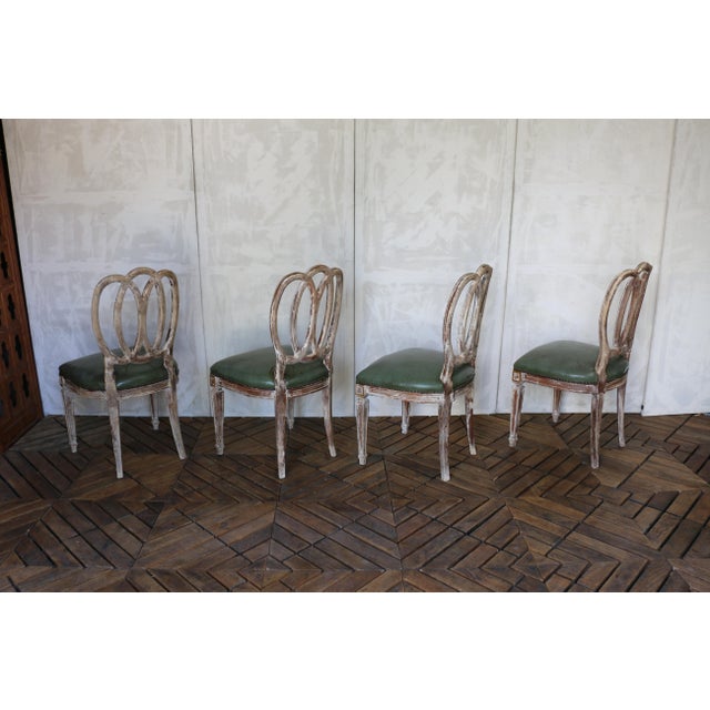 Set of Four Italian Neoclassical Dining Chairs With Green Leather Seats, Circa 1930s For Sale - Image 10 of 18