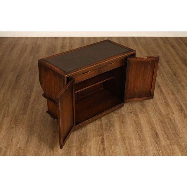 Wood Jamestown Lounge Co. Gothic Revival Vintage Oak Drop-Leaf Server For Sale - Image 7 of 18