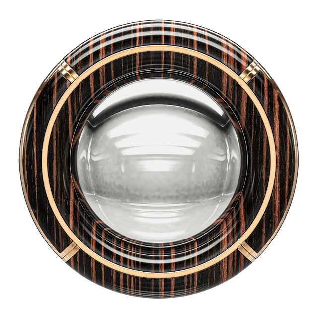 "Sparrow" Convex Wall Mirror With Bronze Details, Handcrafted For Sale - Image 9 of 9