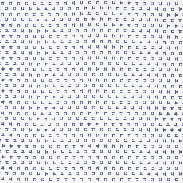 Inspired by Turkish carpets, Thandie Embroidery in blue-on-ivory is a wonderful small-scale geometric pattern stitched on...