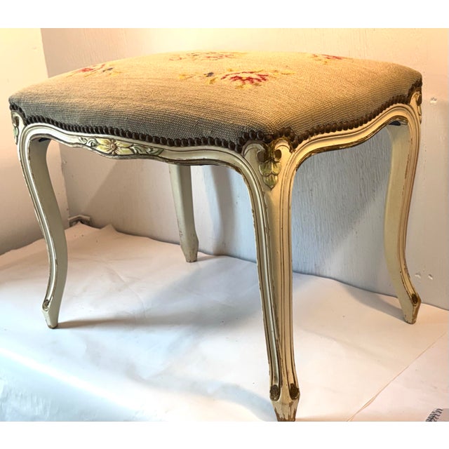 Mid 20th Century Vintage French Provincial Needlework Bench For Sale - Image 5 of 12