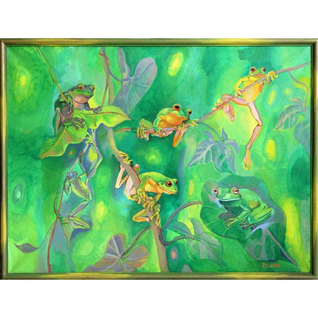 Zita Sudnika, Green ones. Oil on canvas, 76x101.5 cm This piece has an attribution mark, I am sure that it is completely...