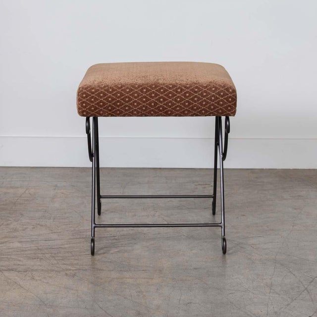 Panoplie Iron Loop Stool, Brown Chenille For Sale - Image 4 of 12