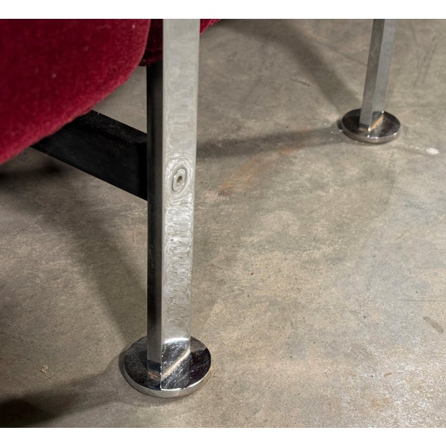 Stendig Mid-Century Modern Cube Lounge Chairs in Burgundy Mohair Velvet and Chrome, Robert Hausmann for De Sede Style - A Pair For Sale - Image 11 of 16