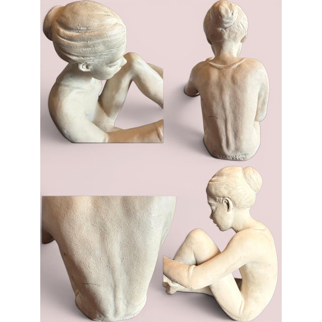 Stone Austin Productions Seated Ballerina Tying Pointe Shoe Sculpture-Ballet Art-Dance For Sale - Image 7 of 11