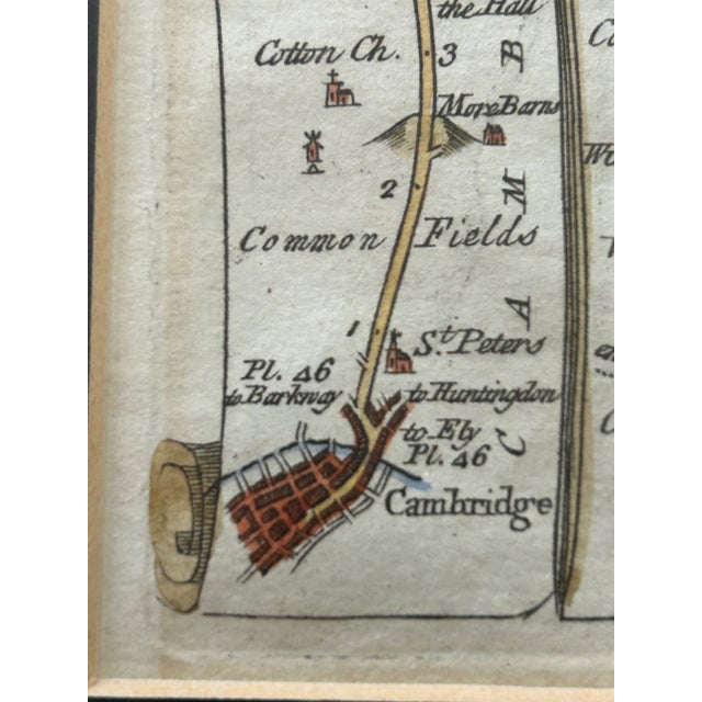Original English 18th Century Strip Road Map - The Road From Bristol to Worcester & Cambridge to Coventry For Sale In Palm Springs - Image 6 of 9