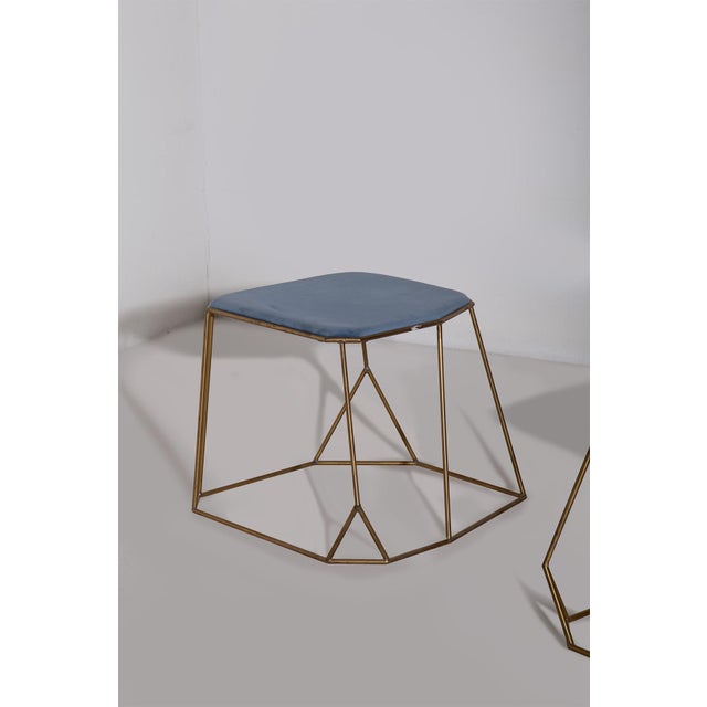 Blue Set of Vintage Pink and Light Blue Stools, 2015 For Sale - Image 8 of 9