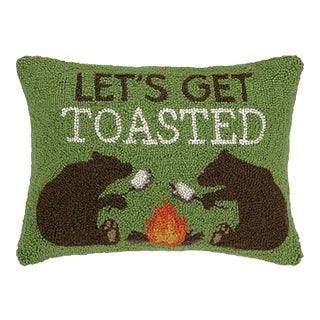 Let's Get Toasted Hook Pillow, 14" x 18" For Sale