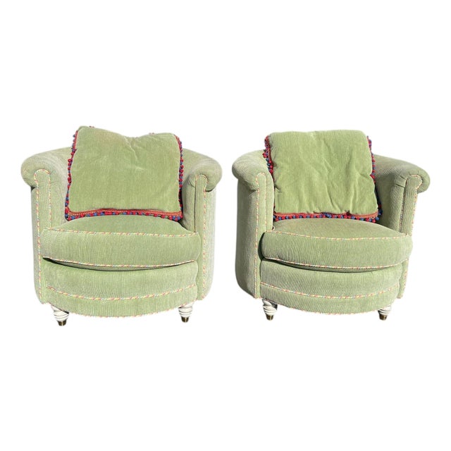 Huffman Koos Custom Upholstered Club Chairs For Sale