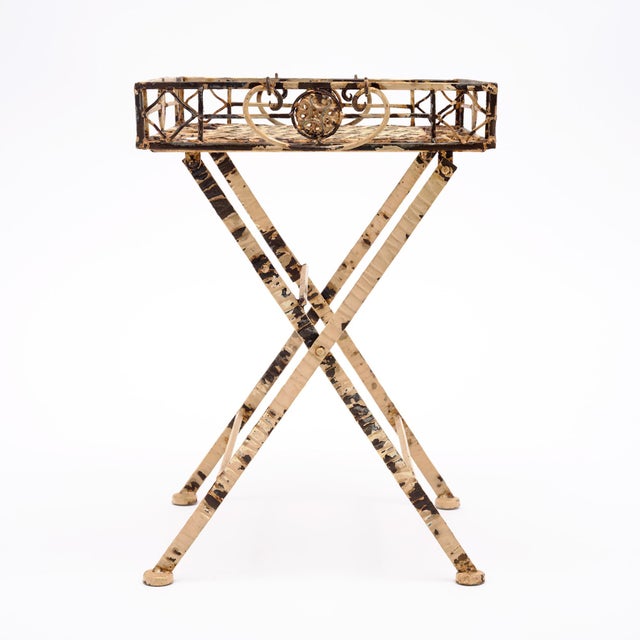 Cream Folding Side Tray Tables, Art Deco Period, Metal, French, 1930s For Sale - Image 8 of 9
