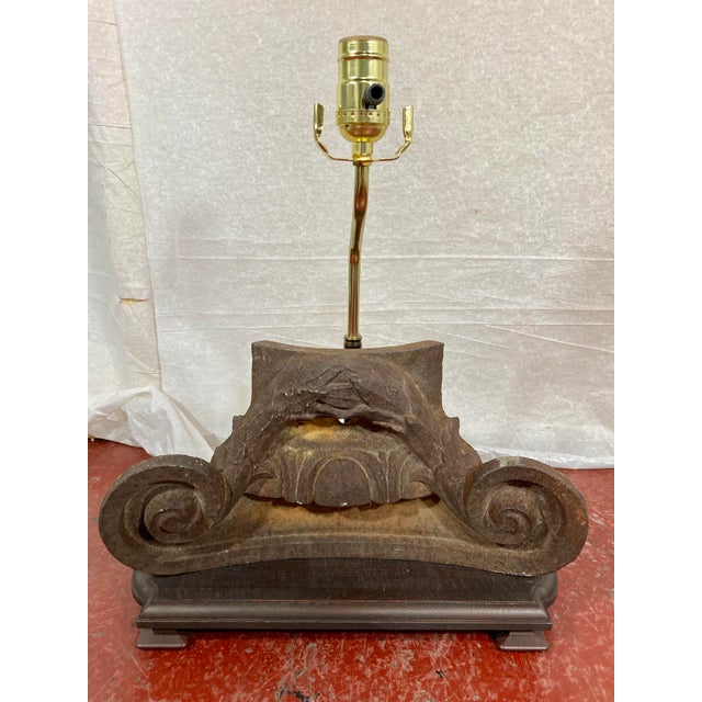 Brown Cast Iron Architectural Salvage Lamps a Pair For Sale - Image 8 of 13