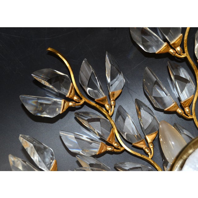 Stilkrone Stilkronen Mid-Century Modern 8 Light Gold Plate Brass &Crystal Chandelier Italy For Sale - Image 4 of 13