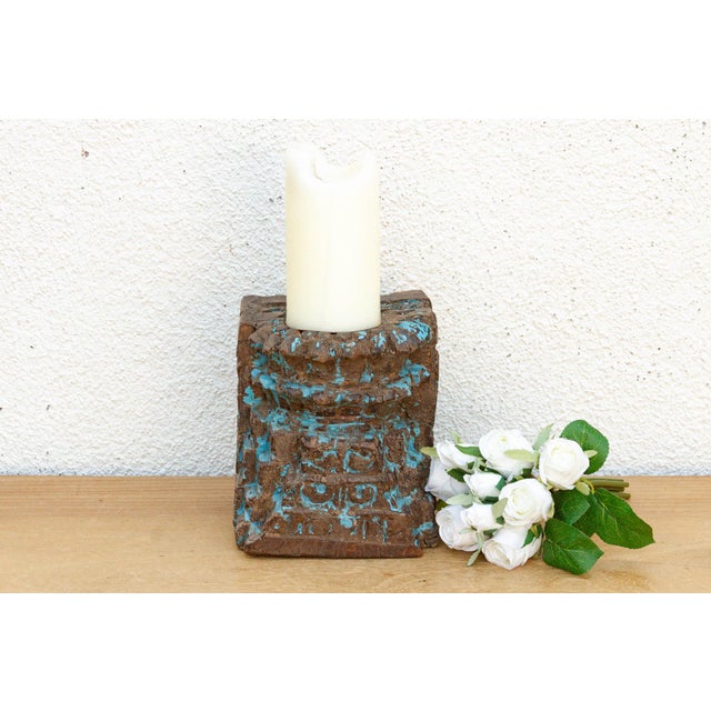 Blue Antique Jodhpur Blue Corbel Candle Holder For Sale - Image 8 of 8