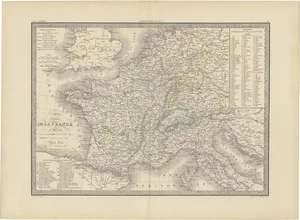 Antique Map of France with Surrounding Countries, 1842