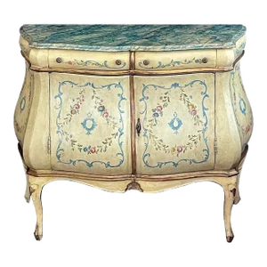 1920s An Italian Rococo Style Butter-Yellow Painted Bombe Cabinet
