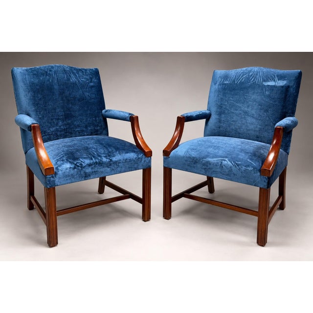 Blue Early 19th Century English Regency Armchairs For Sale - Image 8 of 8